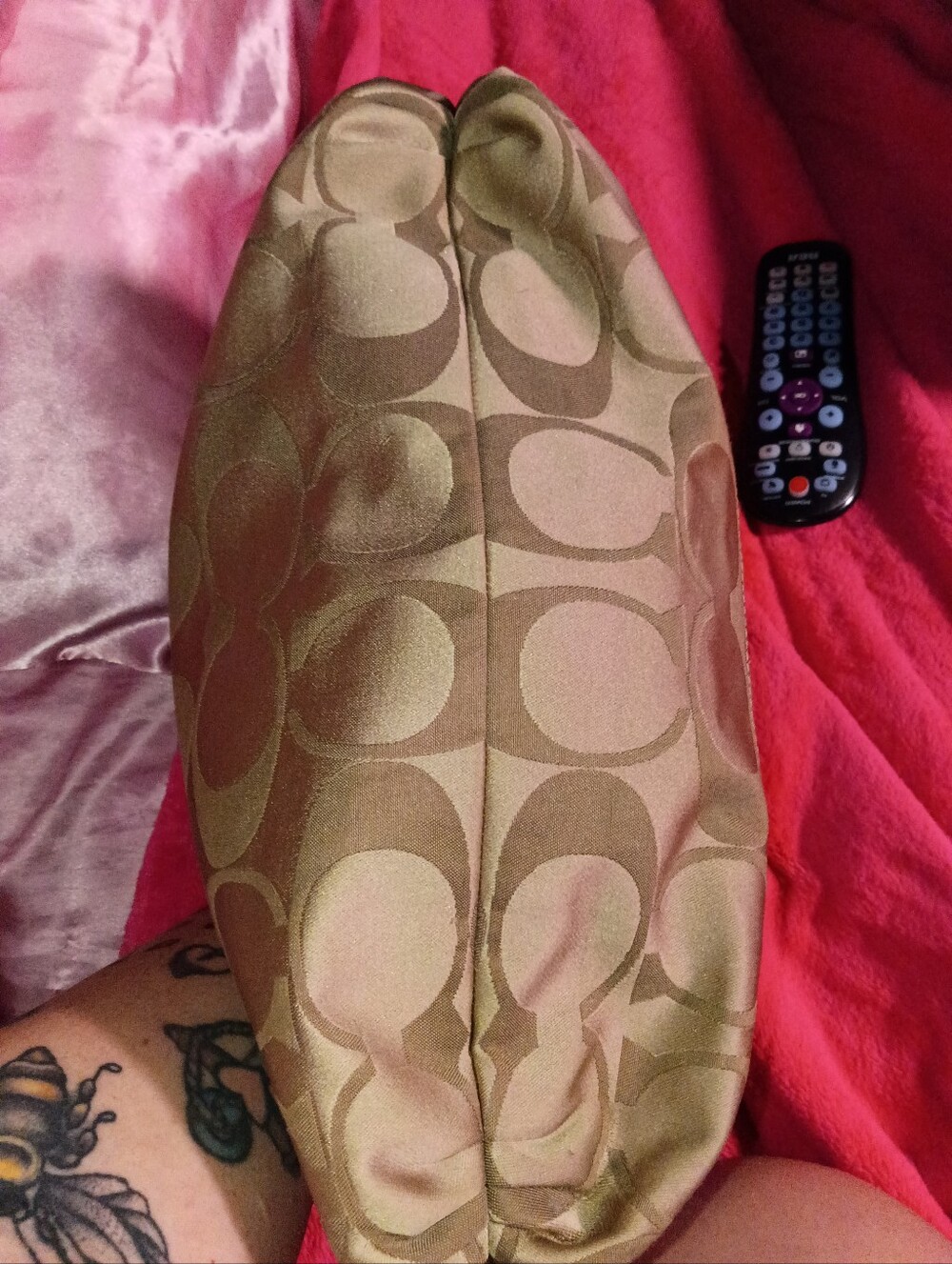 Coach Poppy Tan and Purple Signature Hobo Bag with Purple Trim - Picture 6 of 8